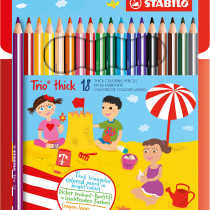 STABILO Trio thick Colouring Pencil - Wallet of 18 - Assorted Colours